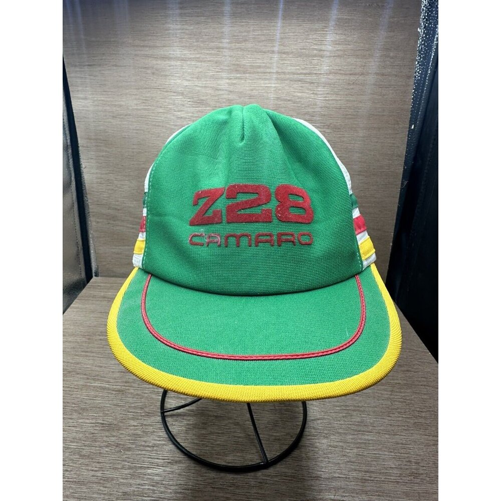 vintage 80s Z28 CAMARO Three Stripe trucker hat snapback Rare made in USA